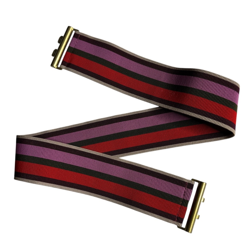 J.Crew Striped Vintage Womens Stretch Belt Made in USA Size Medium - Picture 1 of 8
